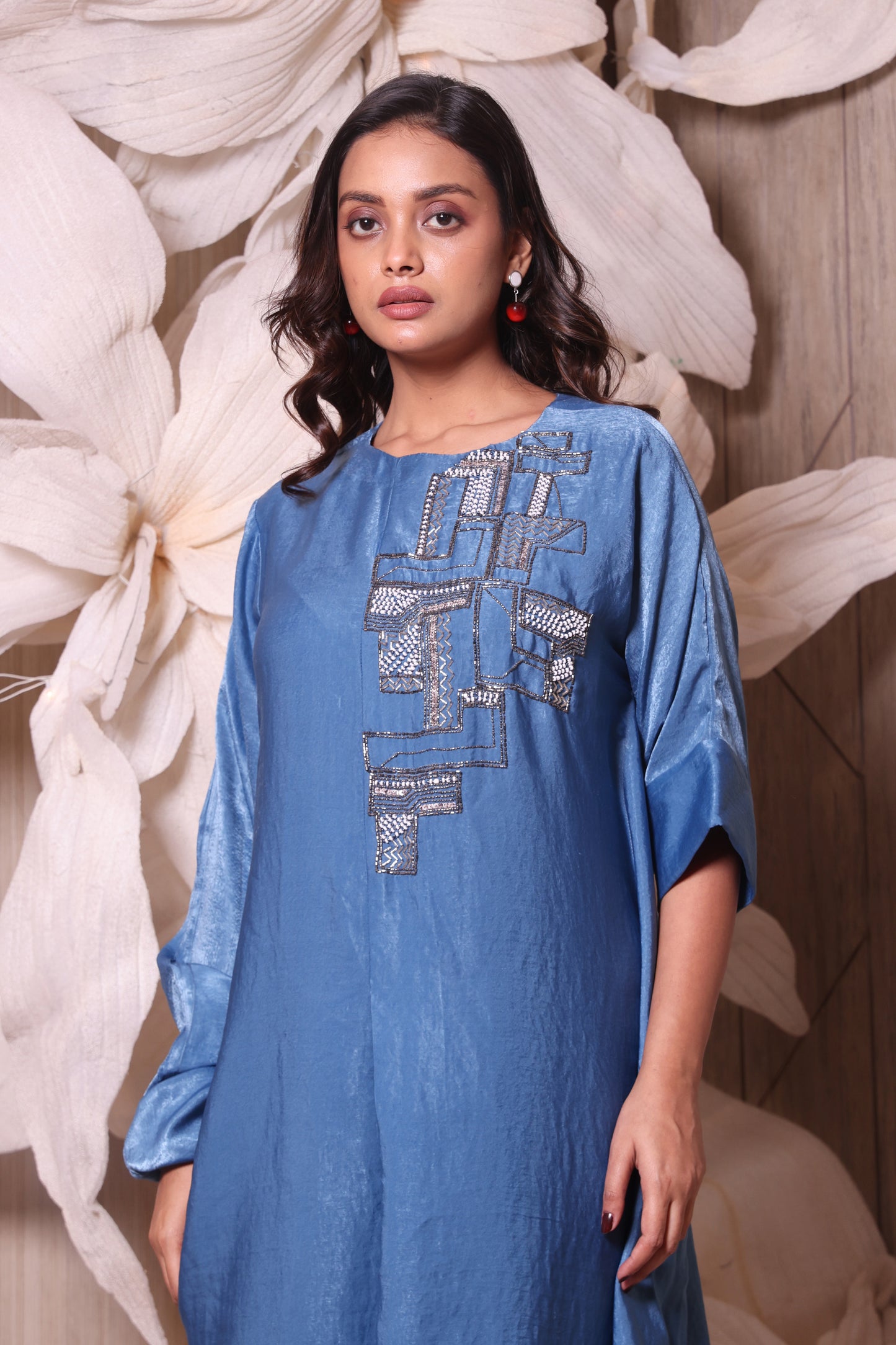 Sanwa Swead Blue Katdana Kaftan Style Dress