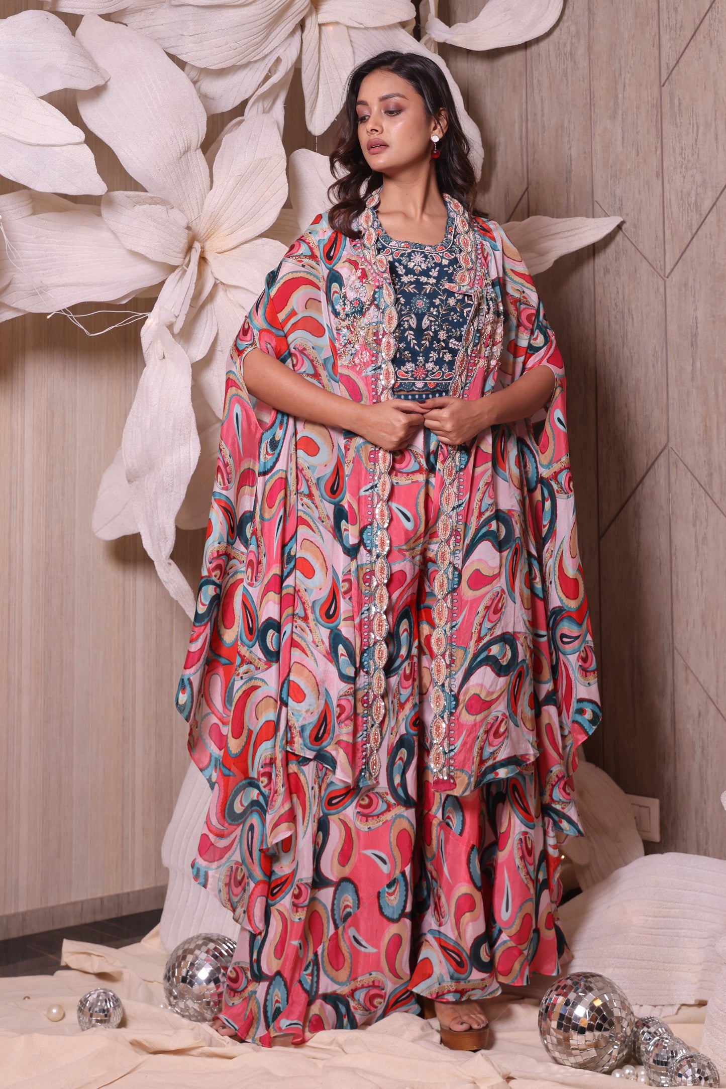 Digital Printed Chinon Sharara Three Piece Set