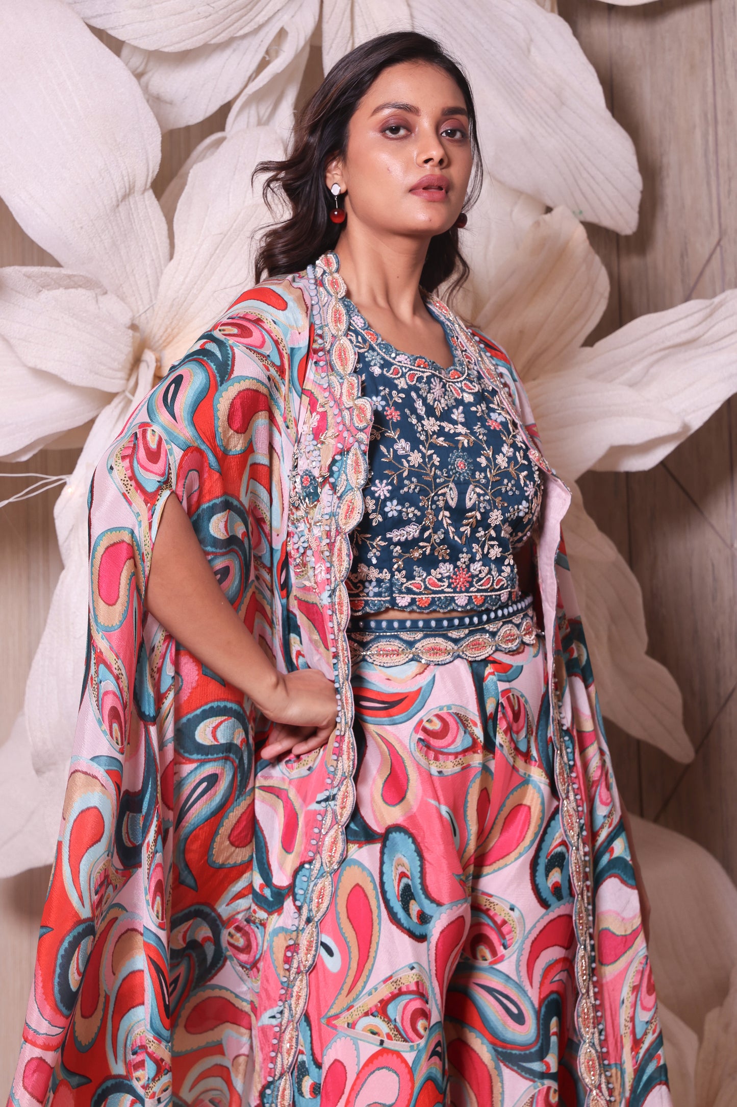 Digital Printed Chinon Sharara Three Piece Set