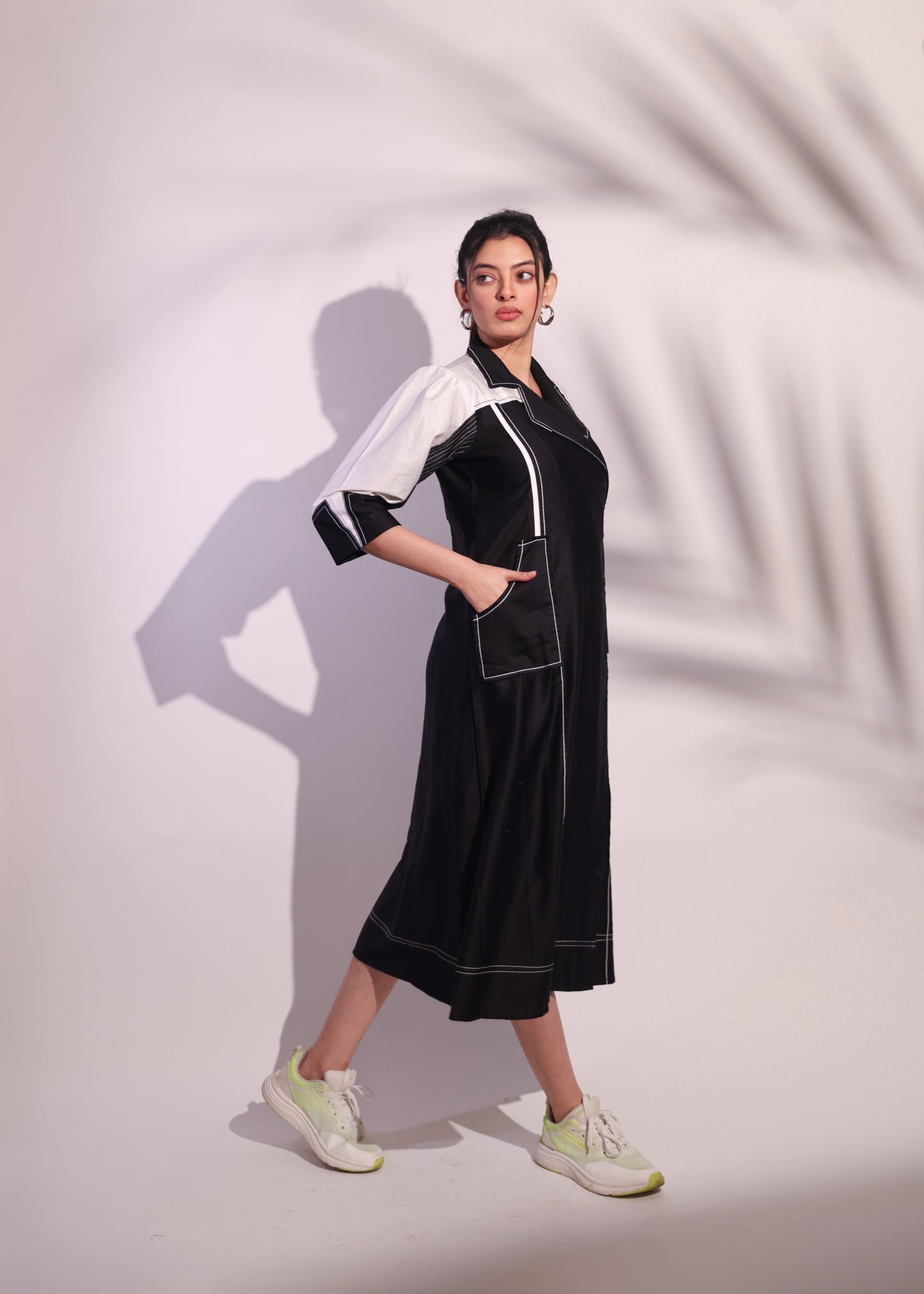 BLACK AND WHITE COTTON CHESS DRESS