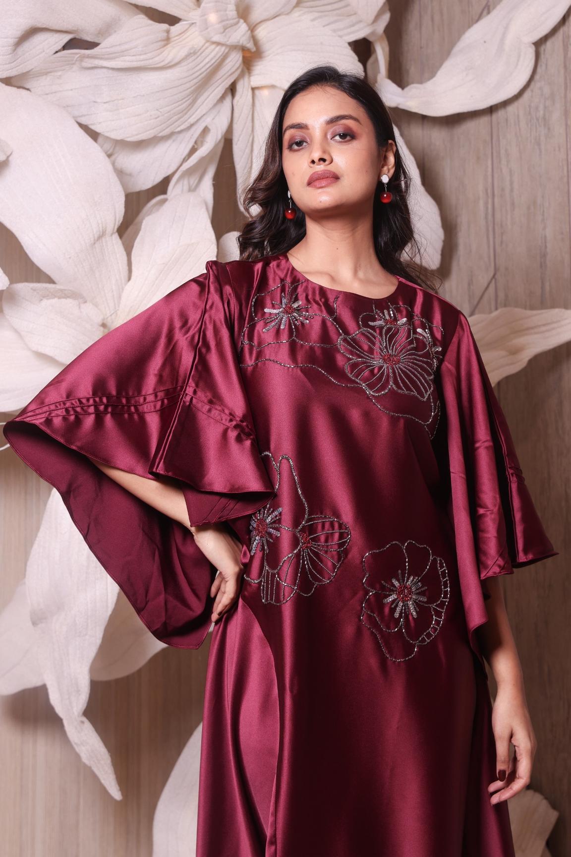 Cherry Red Imported Katdana Indo Western Dress