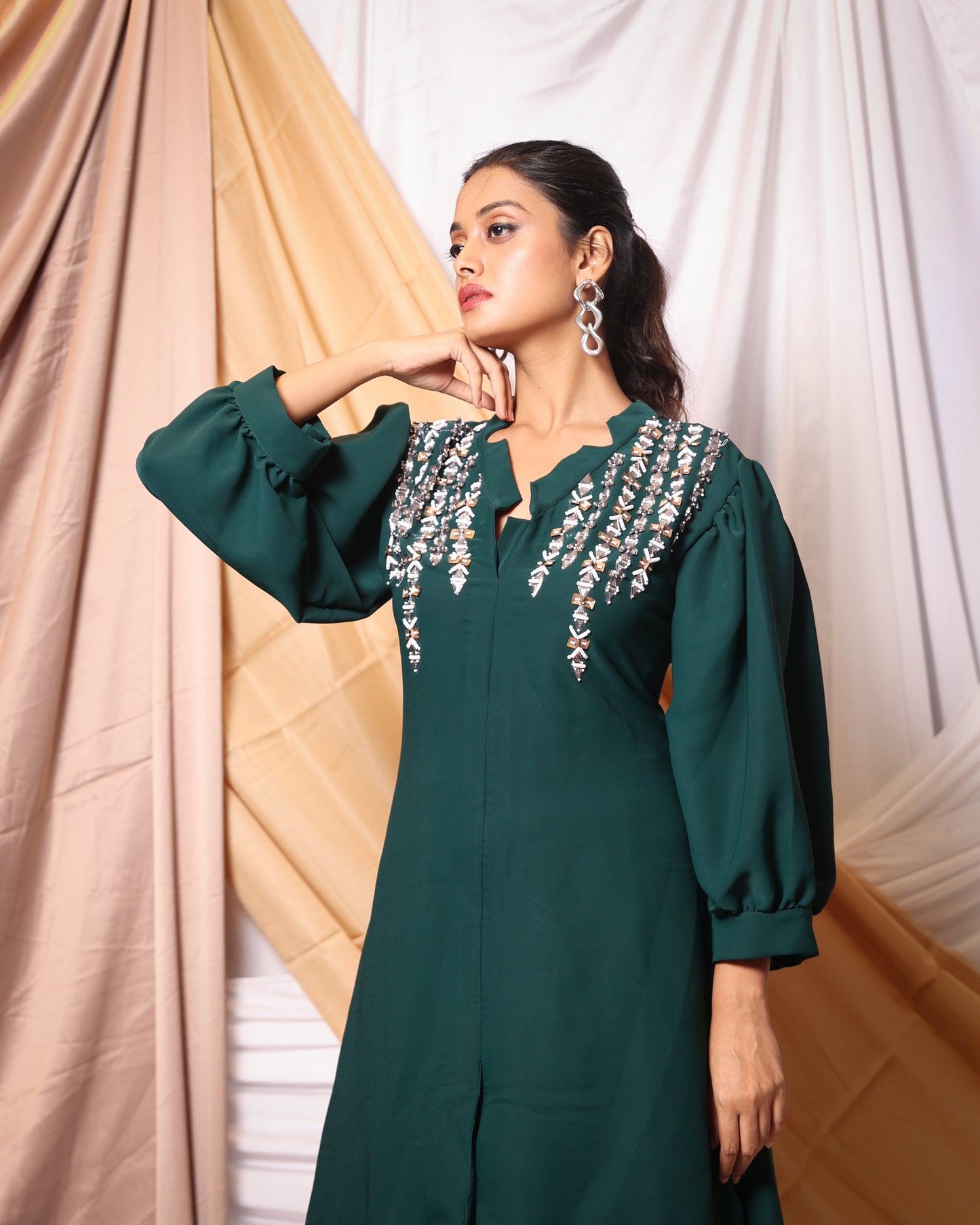 EMBROIDERED RAIN DROP TUNIC AND PANT CO-ORD SET