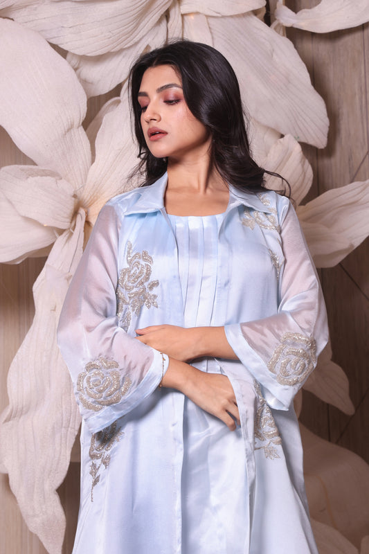 Glass Tissue Katdana Embroidered Jacket Two Piece Dress