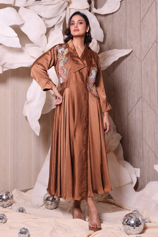 Mustard Luxurious Jacket Look Indo-Western Dress