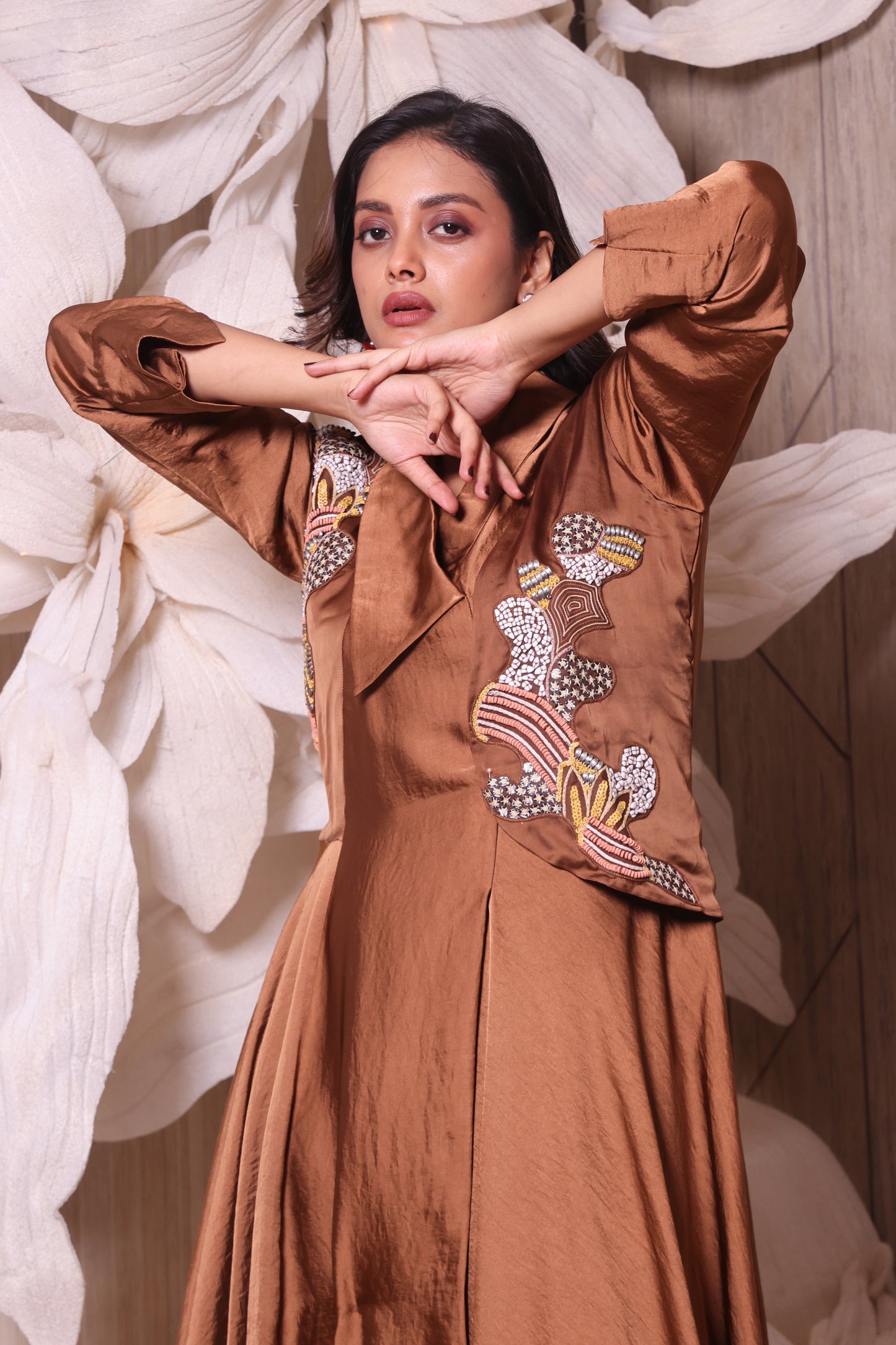 Mustard Luxurious Jacket Look Indo-Western Dress