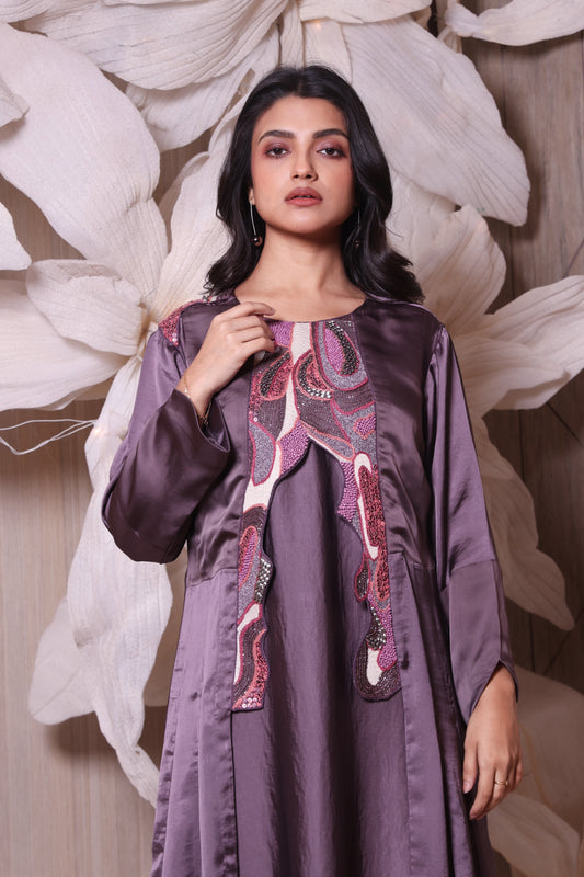 Shadow Effect Blend of Luxury Embroidered Indo Western Jacket Style Dress