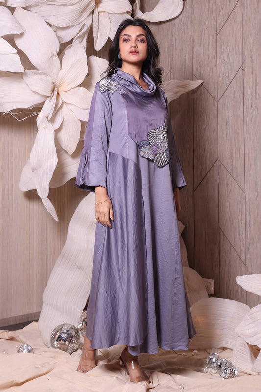 Cowl Shadow Effected Imported Mix Indo Western Dress