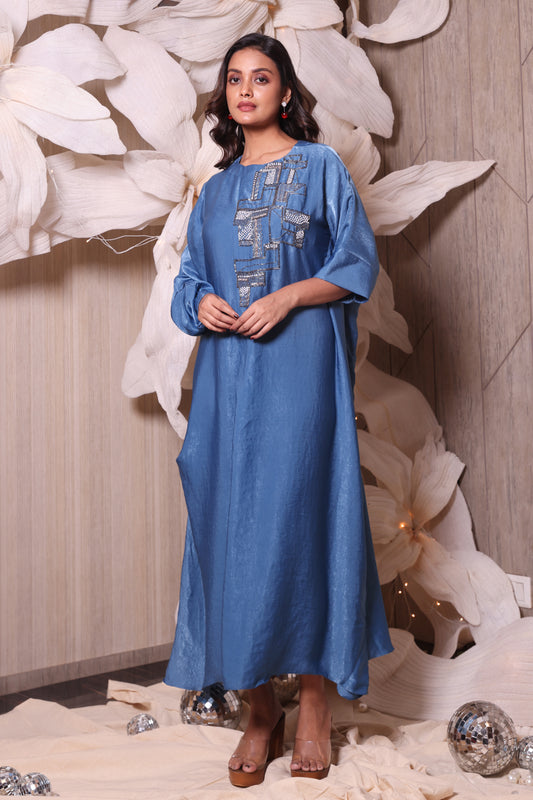 Sanwa Swead Blue Katdana Kaftan Style Dress