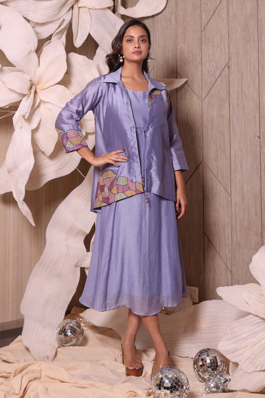 Mal  Chanderi Indo-Western Jacket Dress