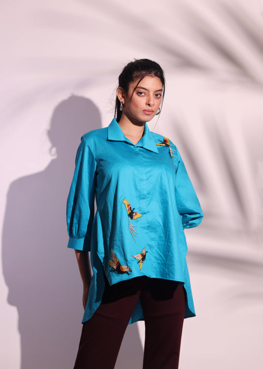 BIRD PATCHWORK EMBROIDERED SHIRT